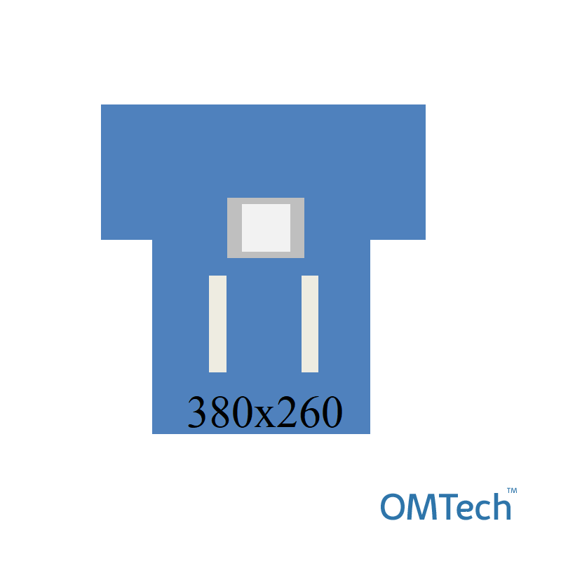 Покриття операційне OMTech™ кардіоваскулярне №3 380х260см на дугу з адгез. отворами 100х15см, адгез. опер. полем 40х25см та вставками (лам. спанбонд - 45 г/м2)